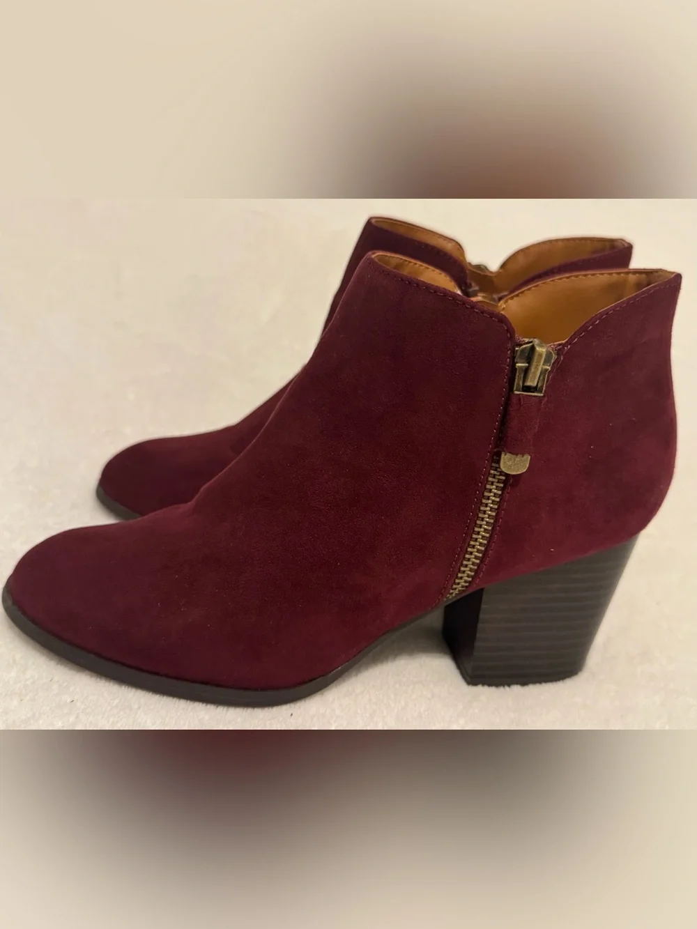 Style & Co. Women’s Masrina Wine Color Double Zip Heel Ankle Boots Size 7